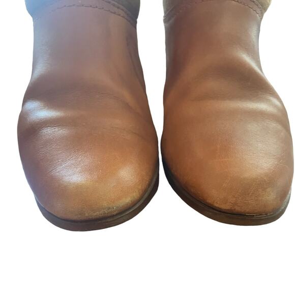 Vintage 70s Bass Brown Leather Shearling Interior Heeled Boot Boho Snow size 8 - Picture 5 of 11